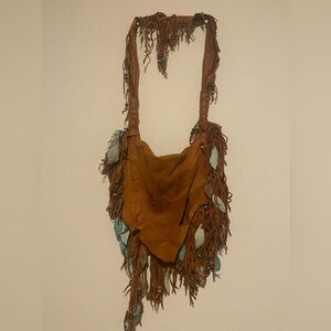 Leather Feather Fringe Purse